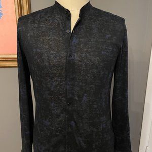 New without Tags, John Varvatos band collar knit button down shirt, size S